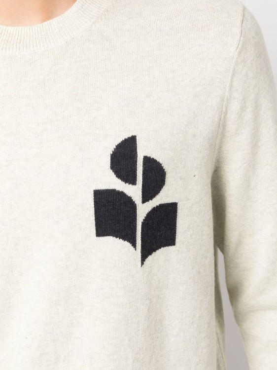 Shop Marant Intarsia-knit Logo Sweatshirt In White