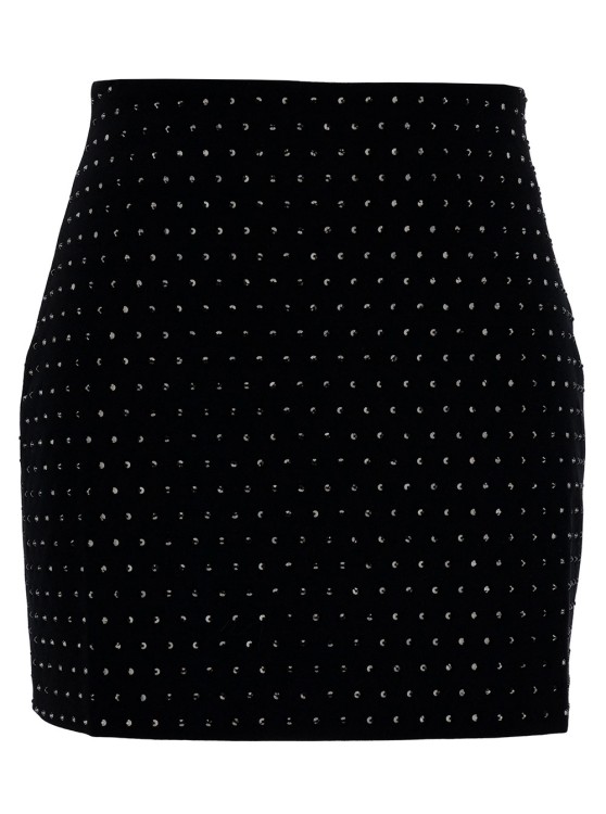 Andamane Nerea' Black Mini-skirt With All-over Rhinestone In Polyester Blend