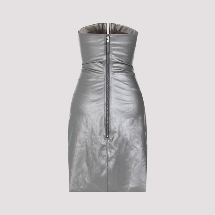 Shop Rick Owens Prong Denim Gun Metal Cotton Mini Dress In Grey