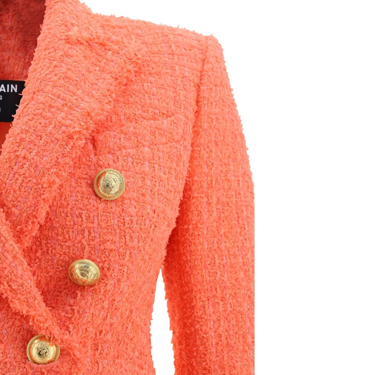 Shop Balmain Double-breasted Blazer In Orange