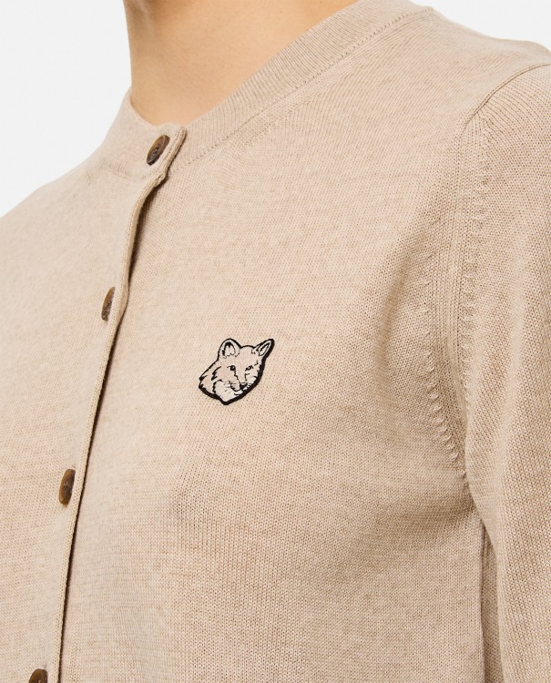 Shop Maison Kitsuné Bold Fox Head Patch Regular Cardigan In Neutrals