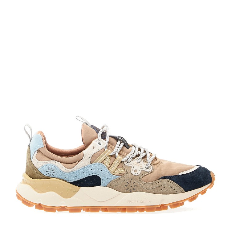 Shop Flower Mountain Camel Fabric Blue Suede And Mud Sneakers In Multicolor