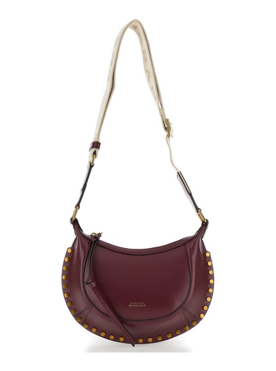 Isabel Marant Moon' Bordeaux Mini Crossbody Bag With Studs In Smooth Leather In Burgundy