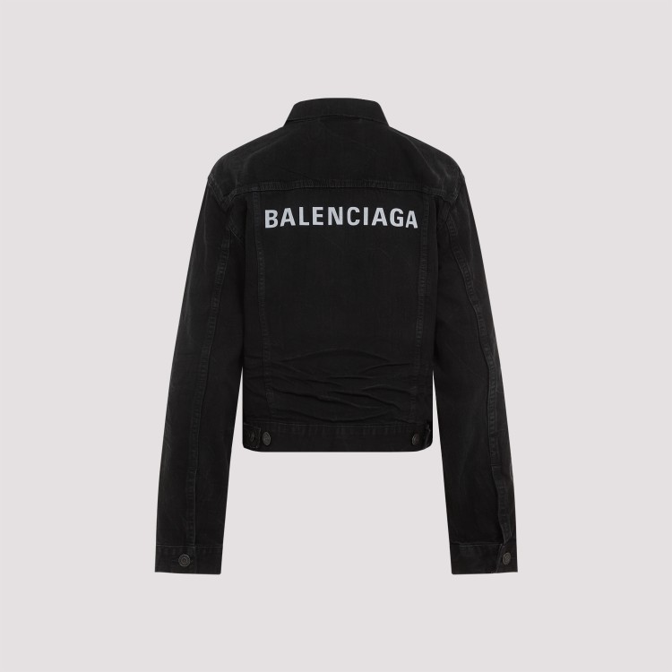 Balenciaga Denim Jacket With Chest And Lateral Pockets In Black