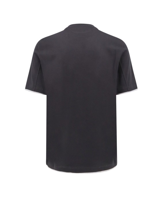 Shop Brunello Cucinelli Cotton T-shirt With Contrasting Profiles In Black