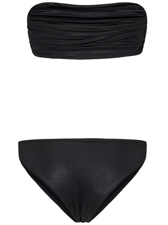 Shop Attico Black Wet-effect Lycra Bikini