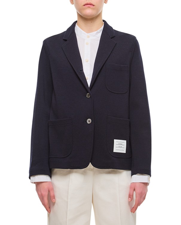 Shop Thom Browne Cropped Sack Wool Jacket In Blue