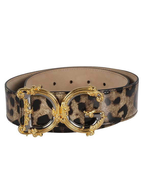 Shop Dolce & Gabbana Logo-plaque Leopard-print Belt In Black