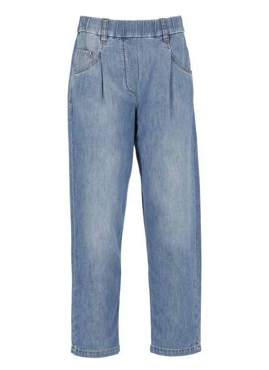 Brunello Cucinelli Jeans With Shiny Tab In Blue