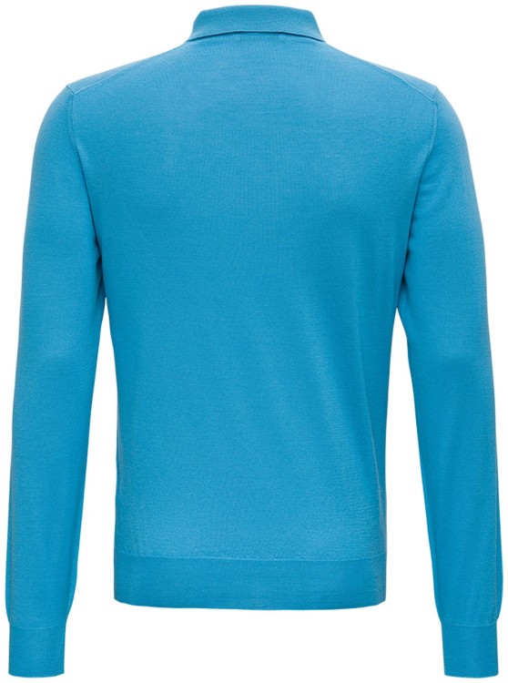 Shop Gaudenzi Light Blue Long Sleeveed Polo Shirt In Wool And Silk