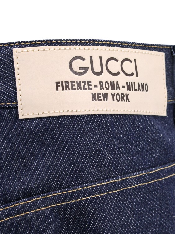 Shop Gucci City Tag Cotton Jeans In Black
