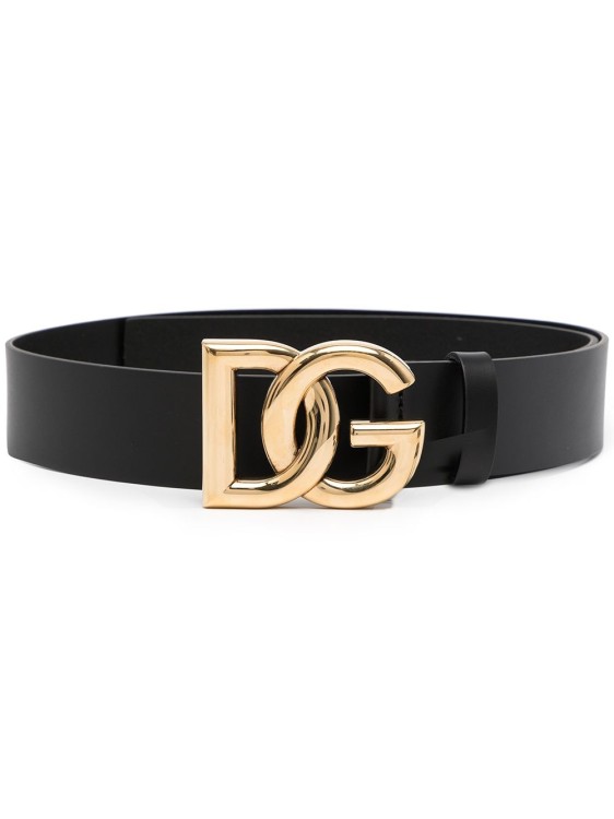 Dolce & Gabbana Logo-plaque Leather Belt In Black
