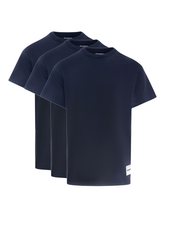 Jil Sander Organic Cotton T-shirt Set With Logo Label In Black