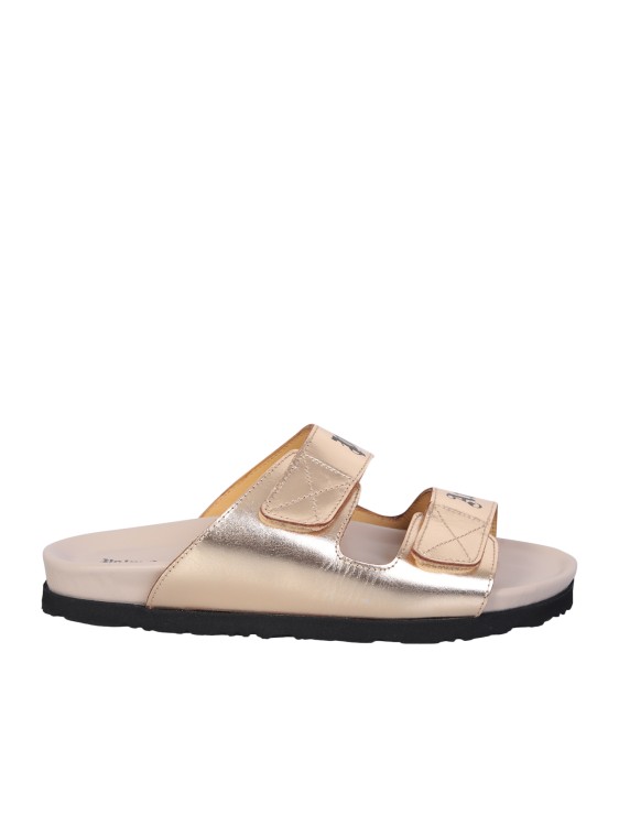Shop Palm Angels Beige Sandal With Metalized Effect In Neutrals