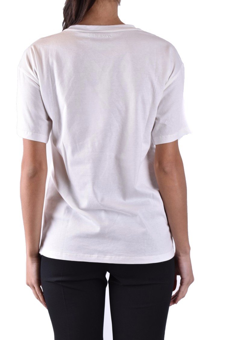 Ermanno Embroidered Cotton T-shirt With Unique Floral Design And Relaxed Fit In White