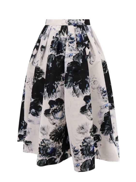 Shop Alexander Mcqueen Taffetà Skirt With Floral Print In Grey