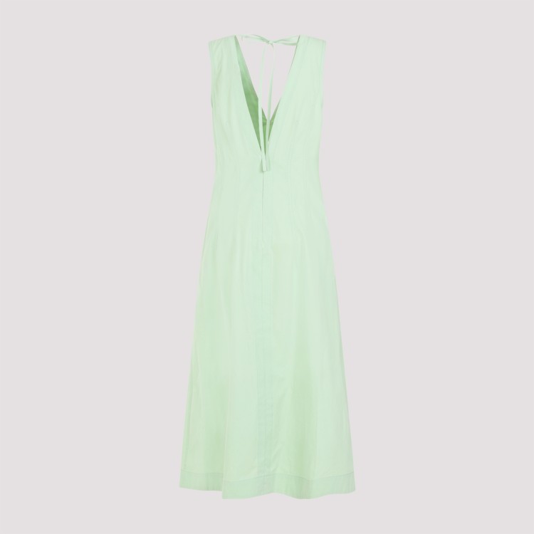 Bottega Veneta Compact Deep V-neck Sleeveless Cotton Blend Dress In Green