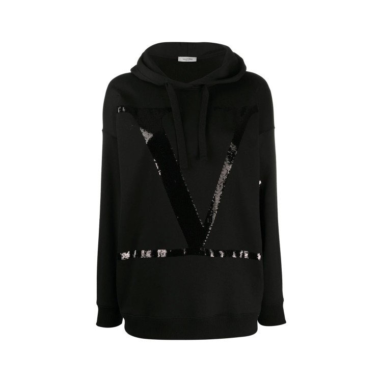 Shop Valentino V Logo Print Sweatshirt In Black