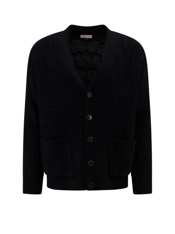 Valentino Wool Cardigan With Toile Iconographe Motif In Black