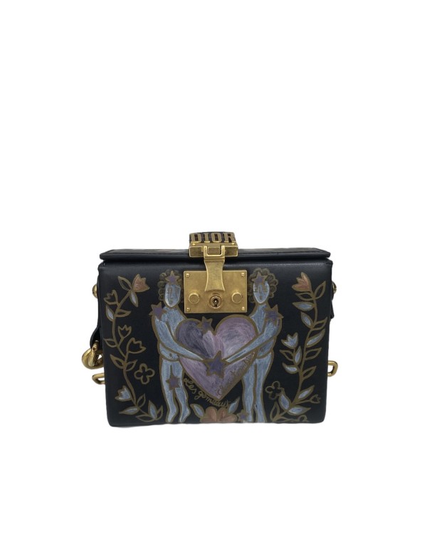 Dior Black Leather Lockbox Bag
