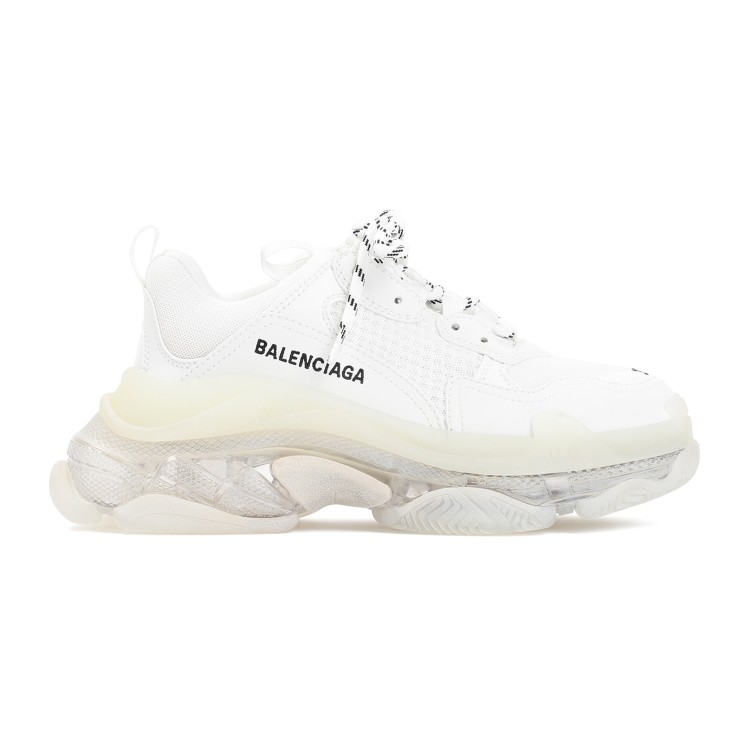 Balenciaga Triple S Clear Sole White Textile Sneakers