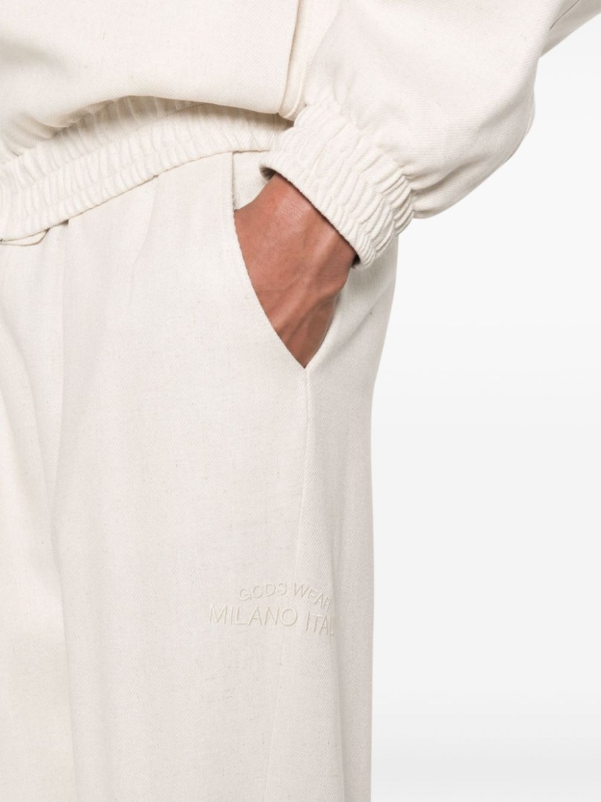 Gcds Embroidered-logo Track Pants In White