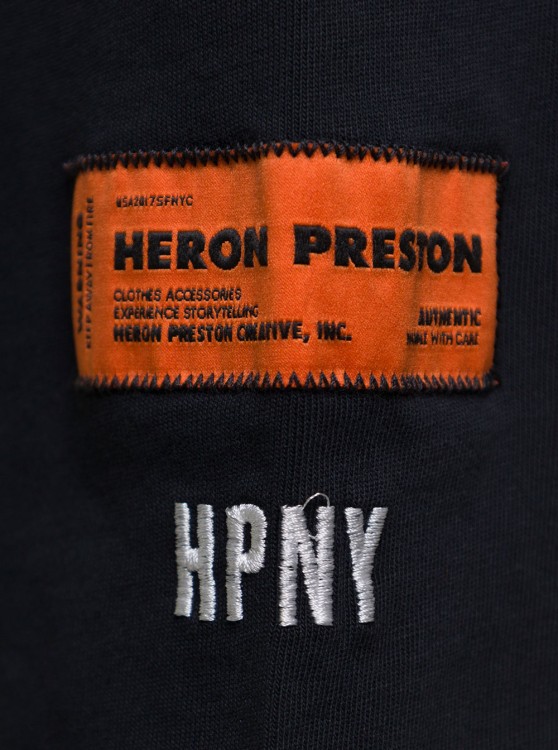 Shop Heron Preston Black Turtleneck Pullover With Contrasting Logo Embroidery In Cotton