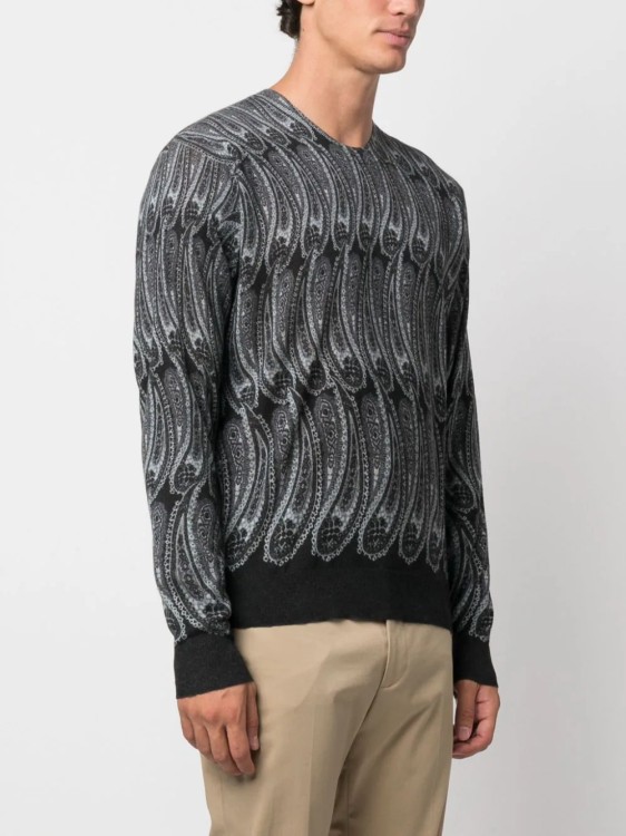 Shop Etro Gray Intarsia Knit Sweater In Grey