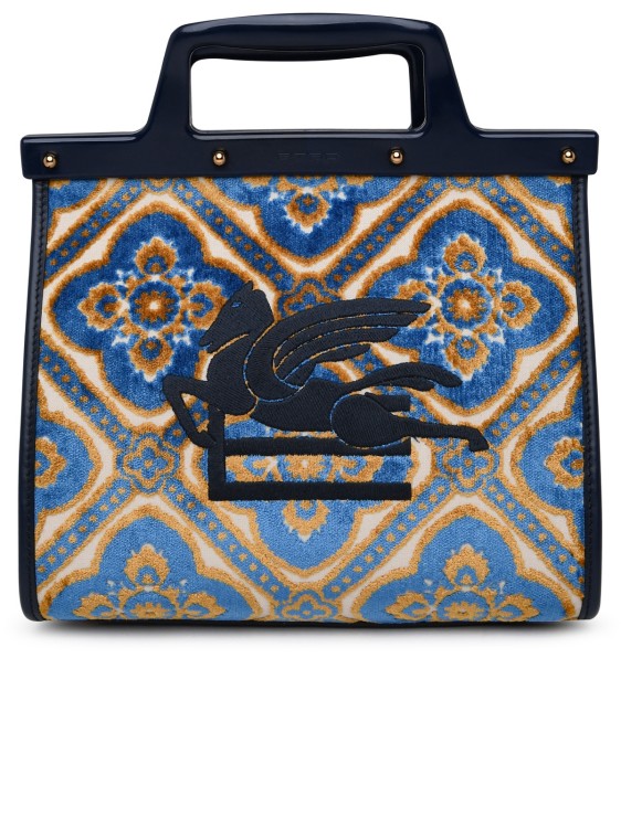 Etro Small Love Trotter Bag In Multicolor Jacquard Velvet In Blue