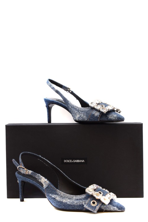 Shop Dolce & Gabbana Blue Slingback Sandals