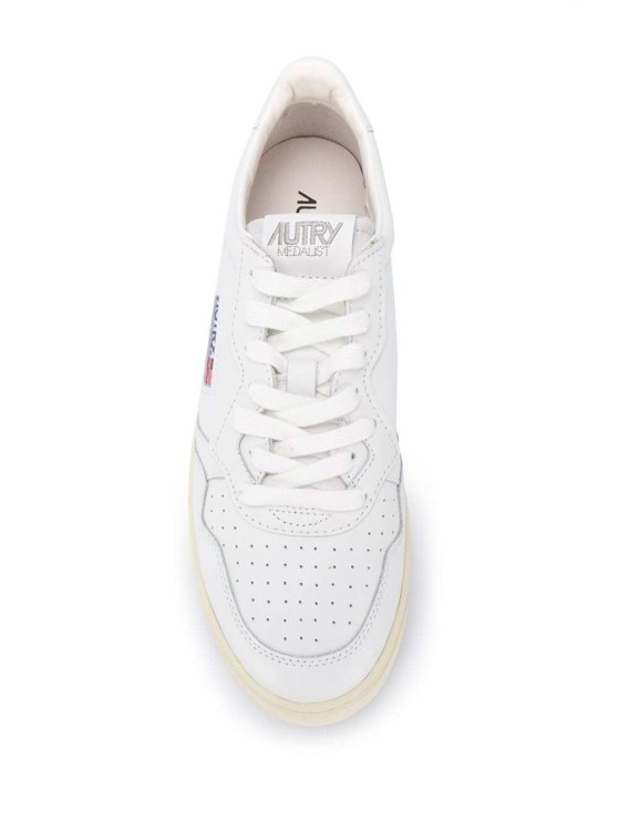Shop Autry Medalist' White Low Top Sneakers With Logo Detail In Leather