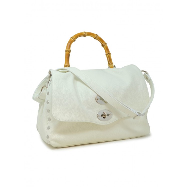 Shop Zanellato White Postina Daily S Bamboo Leather Handbag