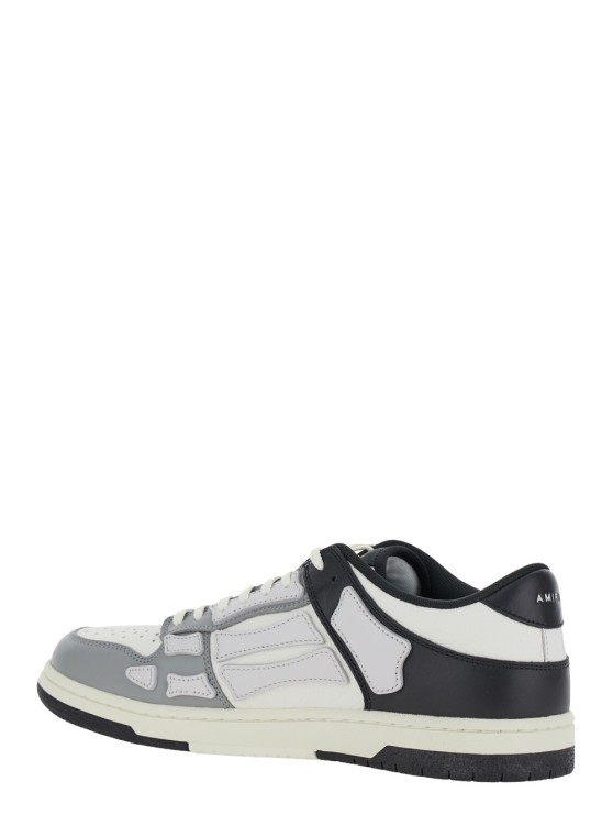 Shop Amiri Skel Top Low' Grey And Black Bi-color Sneakers With Skeleton Patch In Leather