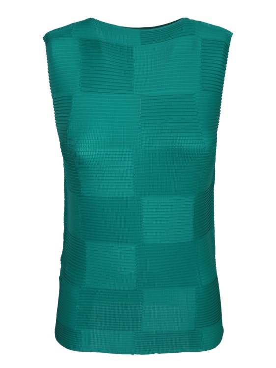 Issey Miyake Checkered Top In Green