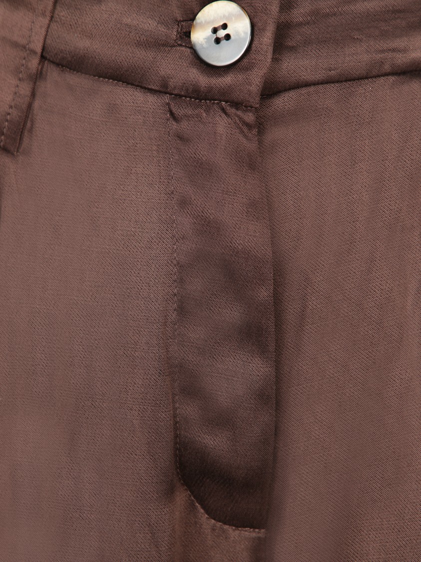 Ganni Brown Washed Satin Flared Trousers In Brown