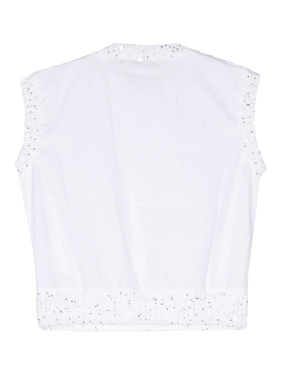 Shop Lorena Antoniazzi White Sequin-embellished Top