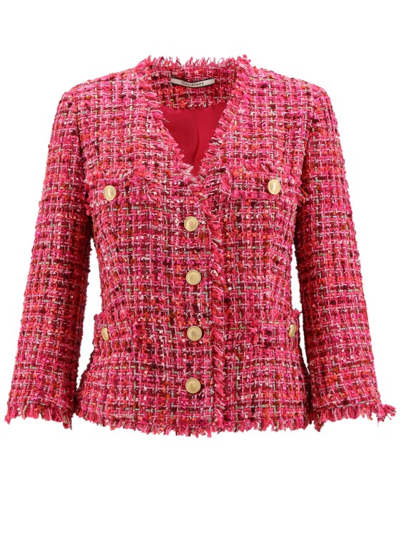 Shop Tagliatore Tweed Jacket With Lurex Detail In Burgundy