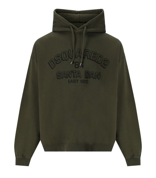 Shop Dsquared2 Loose Fit Military Green Hoodie In Black