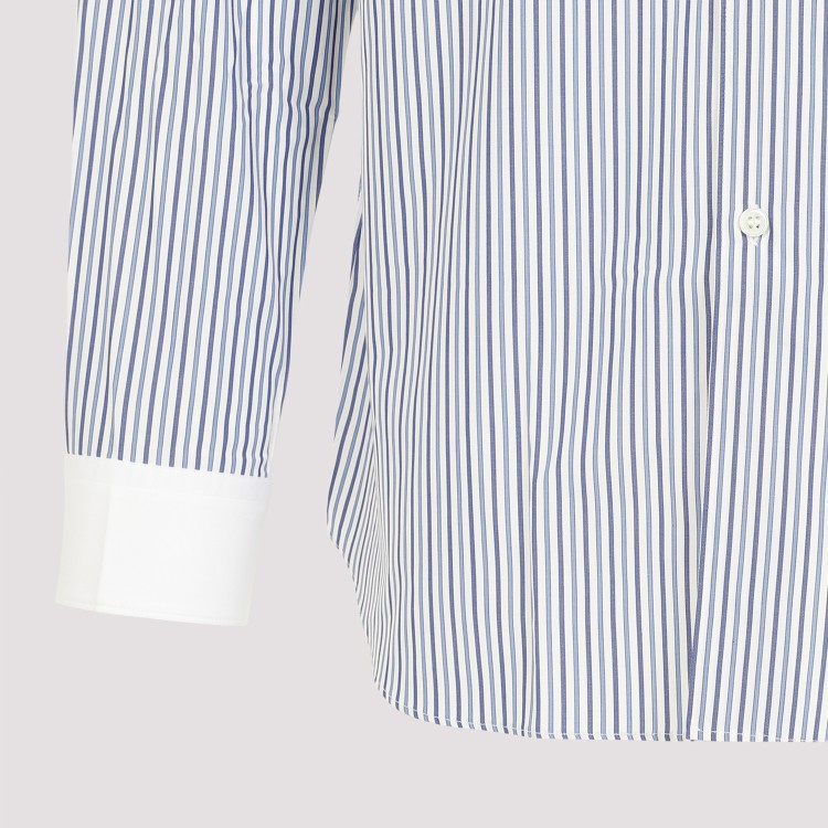 Shop Comme Des Garçons White Stripe Cotton Shirt