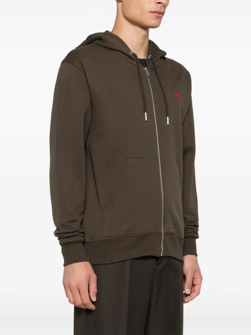 AMI ALEXANDRE MATTIUSSI AMI EARTH BROWN HOODIE 