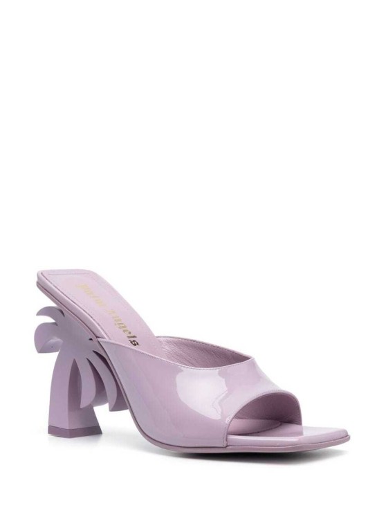 Shop Palm Angels Palm Tree' Purple Mules With Palm Tree-shaped Heel In Leather