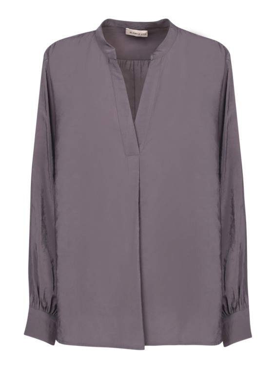 Blanca Vita Long-sleeve Viscose Tunic In Grey