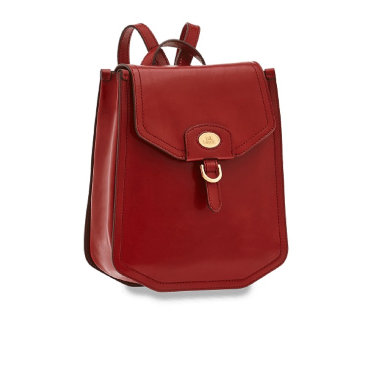 The Bridge Leather Flat Backpack In Red