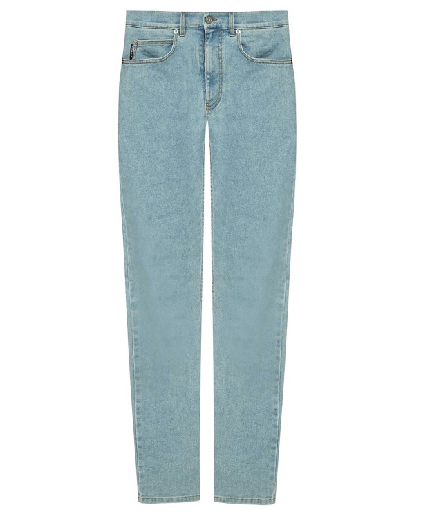 Shop Versace Blue Denim Jeans In Grey
