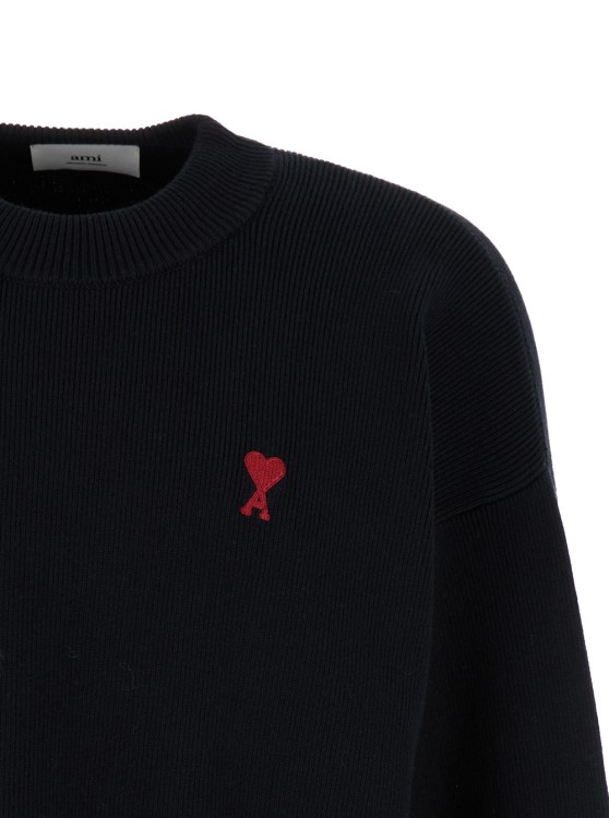 Shop Ami Alexandre Mattiussi Black Crewneck Sweatshirt With Adc Embroidery In Cotton Blend