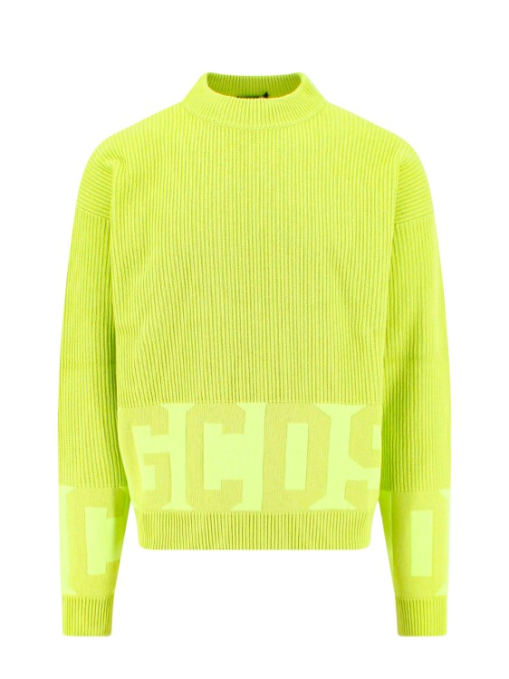 Gcds Cotton Sweater With Embroidered Logo In Green
