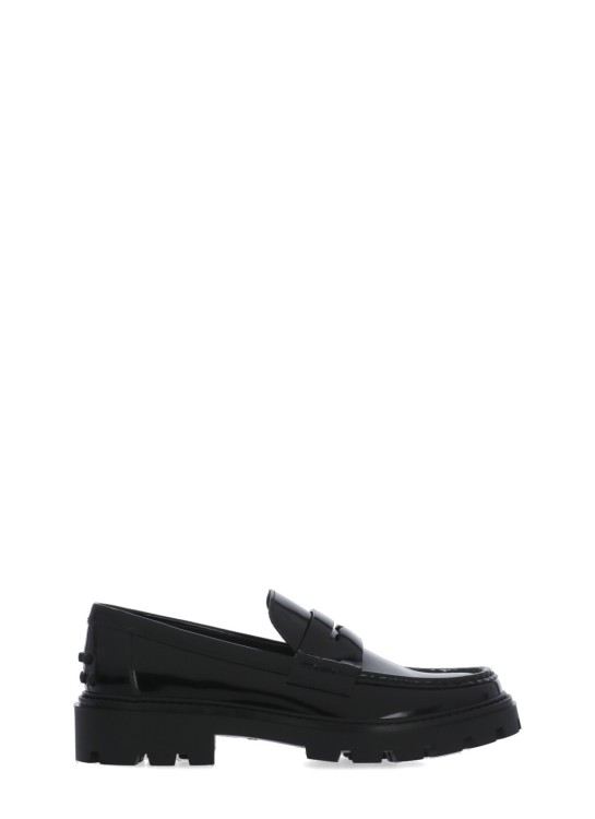 Tod's Calfskin Lug-sole Penny Loafers In Black