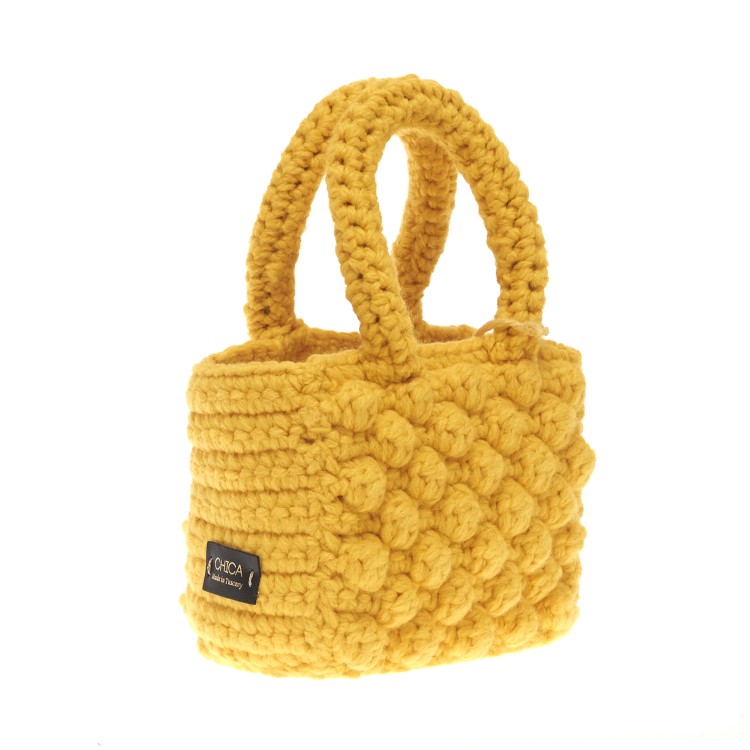 Shop Chica Wool Yellow Small Shopping Crochet