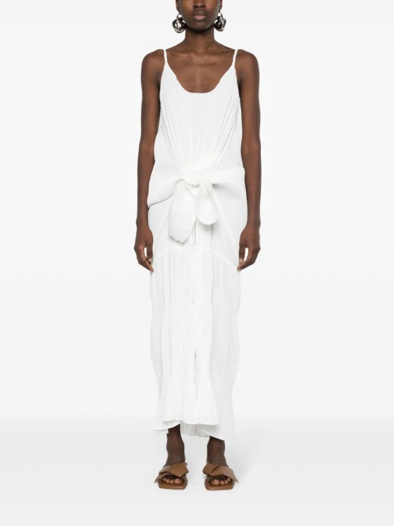 Shop Jw Anderson White Pleated Knot-detail Maxi Dress
