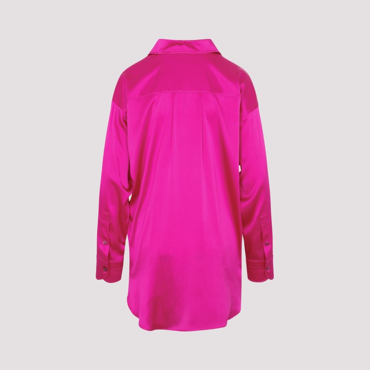 Shop Tom Ford Hot Pink Stretch Silk Satin Shirt
